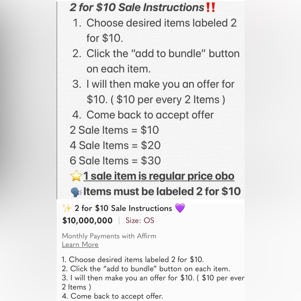 ✌️✌️2 for 12 INSTRUCTIONS. PLEASE READ ITEMS MUST BE LABELED 2 FOR 12 TO INCLUDE